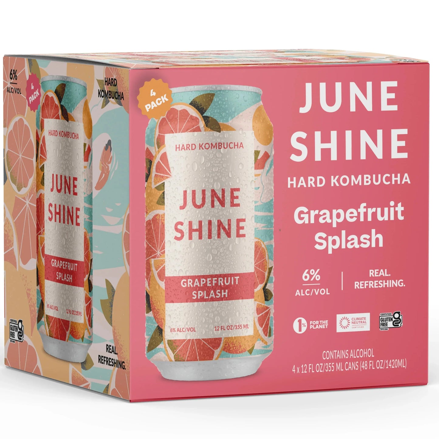 Juneshine Hard Kombucha Grapefruit Splash 12oz. Can