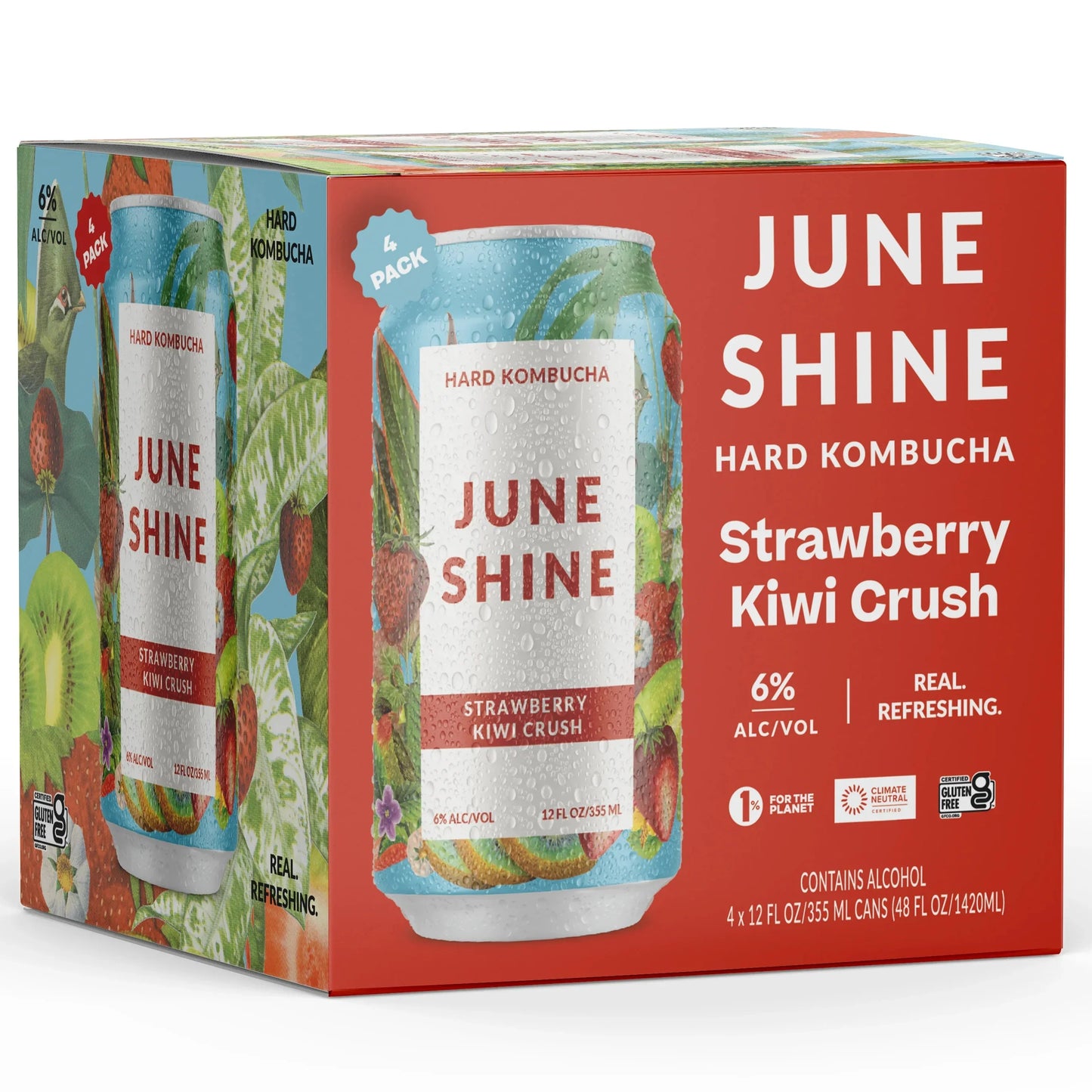 Juneshine Hard Kombucha Strawberry Kiwi Crush 12oz. Can