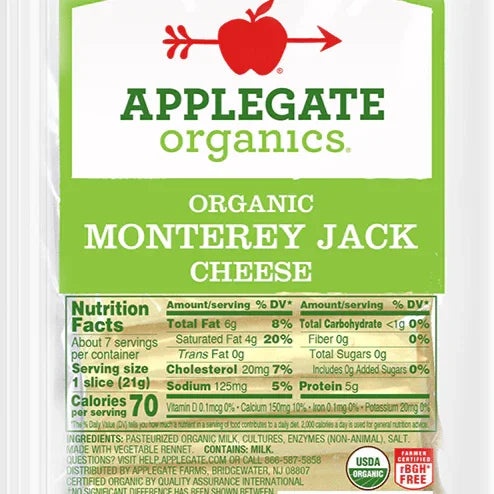 Applegate Organic Monterey Jack Sliced Cheese 5oz. - Greenwich Village Farm