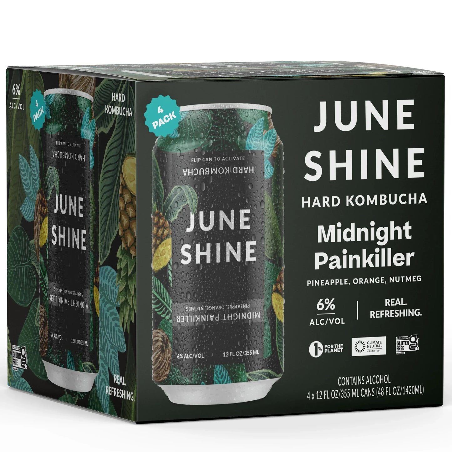 Juneshine Hard Kombucha Midnight Painkiller 12oz. Can