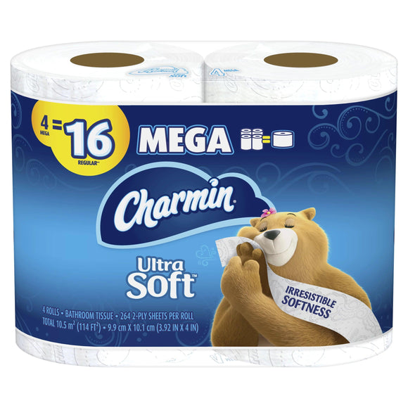 Charmin Toilet Paper Ultra Soft Mega Roll 4 Pack - Greenwich Village Farm