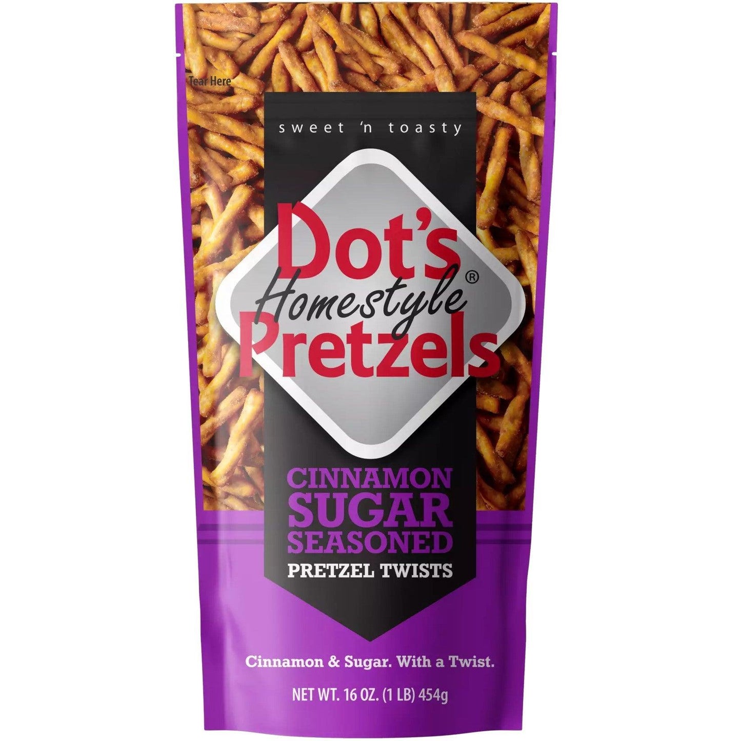 Dot's Homestyle Pretzels Cinnamon Sugar Seasoned 16oz. - Greenwich Village Farm