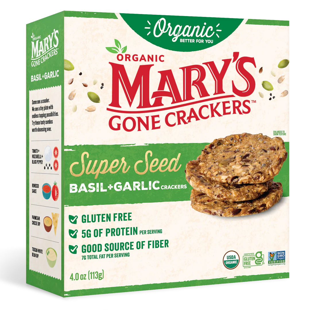 Mary's Gone Crackers Super Seed Basil Garlic 4oz.