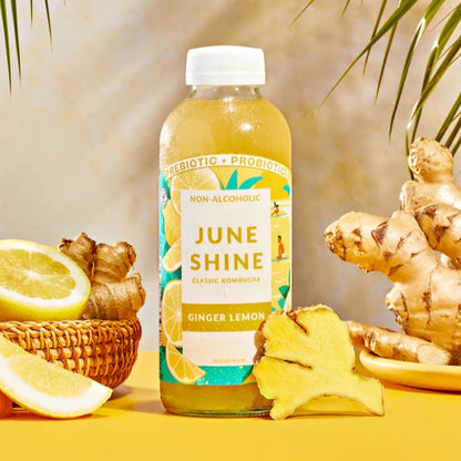 Junshine Kombucha Ginger Lemon 16oz.