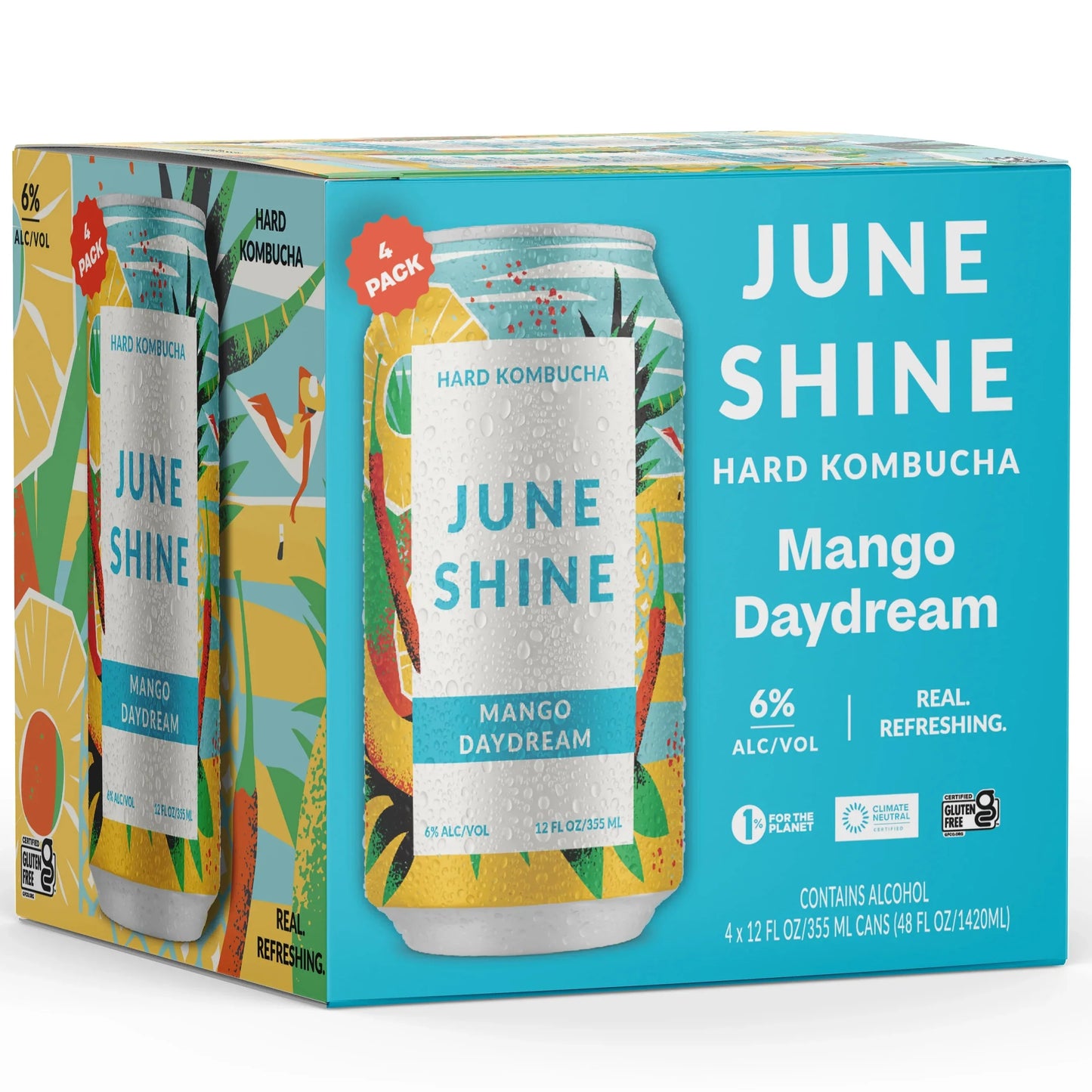 Juneshine Hard Kombucha Mango Daydream 12oz. Can
