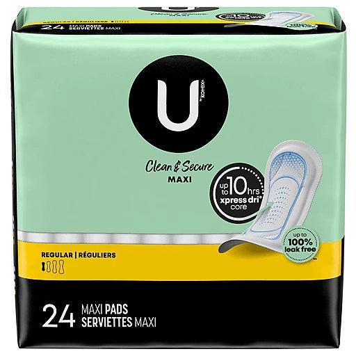 U By Kotex Clean & Secure Maxi Pads 24ct. - Greenwich Village Farm