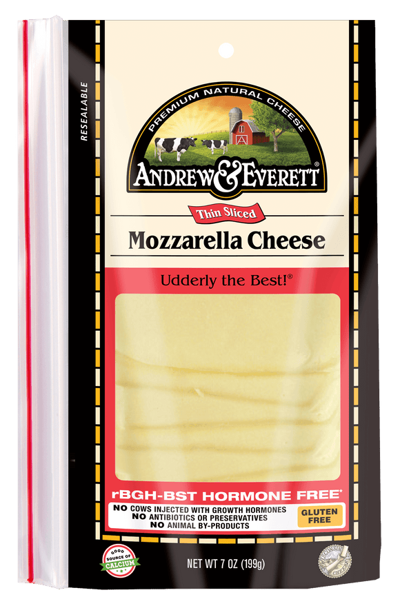 Andrew & Everett Mozzarella Sliced Cheese 7oz. - Greenwich Village Farm
