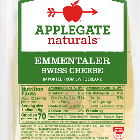 Applegate Emmentaler Swiss Sliced Cheese 5oz. - Greenwich Village Farm