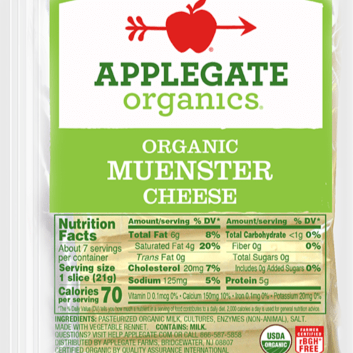 Applegate Organic Muenster Sliced Cheese 5oz. - Greenwich Village Farm