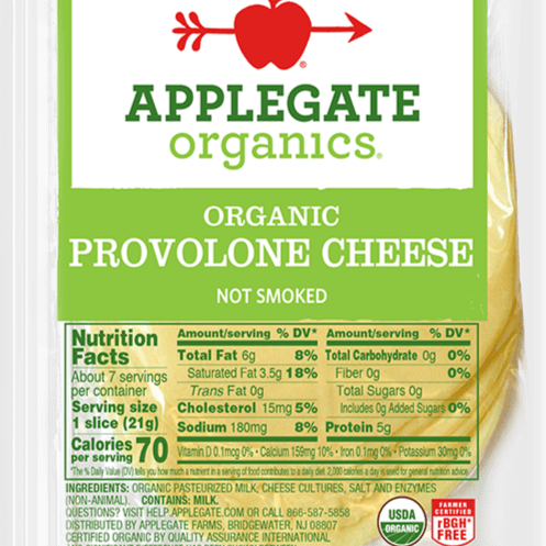 Applegate Organic Provolone Sliced Cheese 5oz. - Greenwich Village Farm