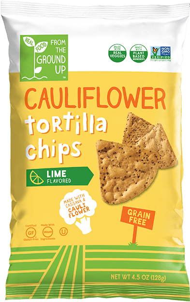 Ground Up Cauliflower Tortilla Chips Lime - 4.5oz. - Greenwich Village Farm