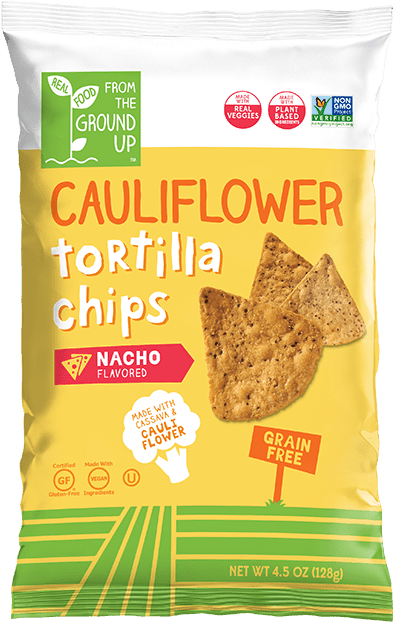 Ground Up Cauliflower Tortilla Chips Nacho - 4.5 oz. - Greenwich Village Farm